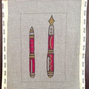 Hand-Painted “Pen Set” Needlepoint Canvas